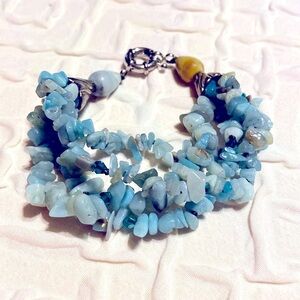 Gemstone Bracelet 4 Strands of Jadeite chips with artisan clasp